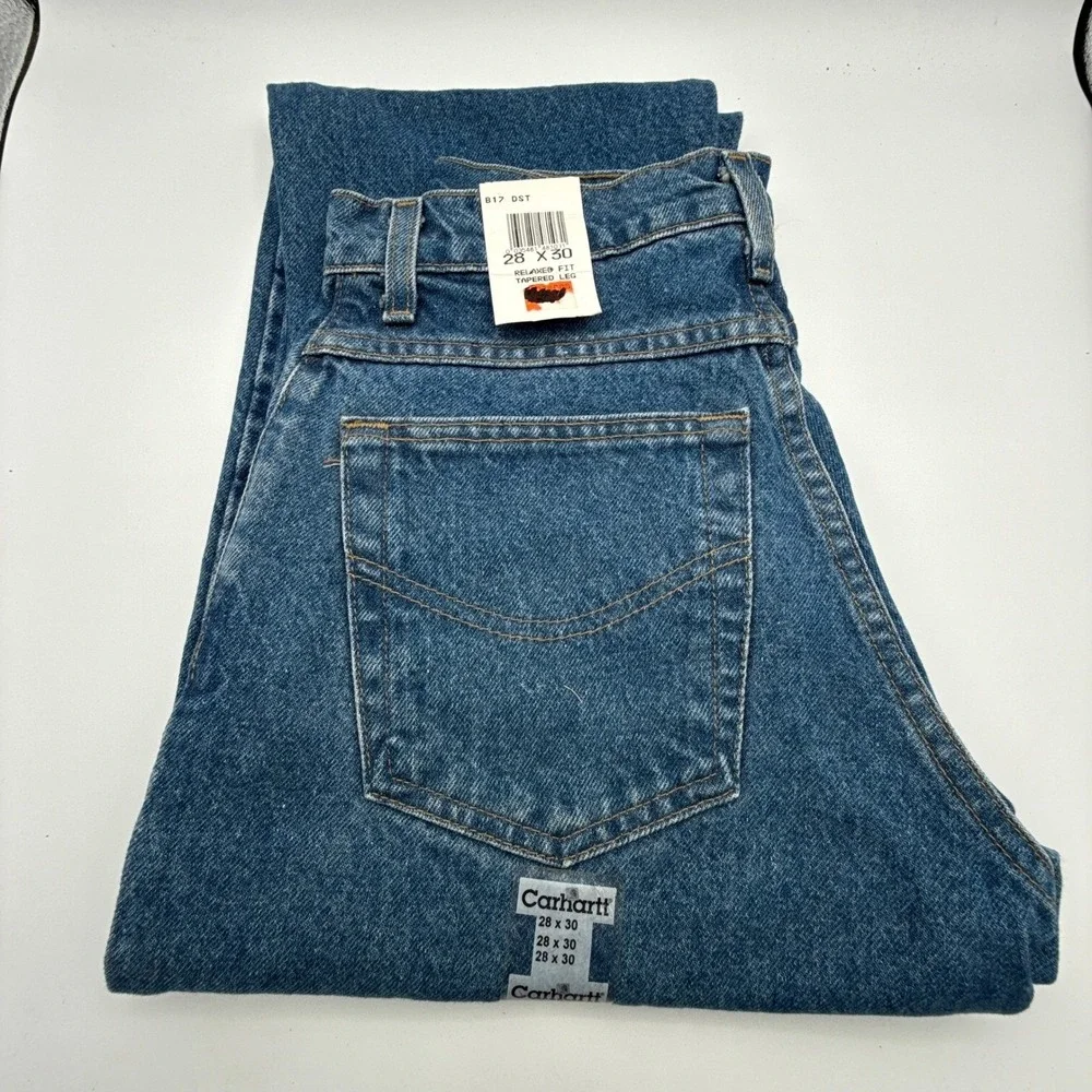 Carhartt B17DST Relaxed Fit Tapered Leg Jeans Mens 28x30 NWT Blue‎ Denim Work